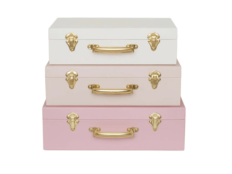 Pasztell rózsaszín színű tároló bőrönd szett, 3 db-os (A3219)