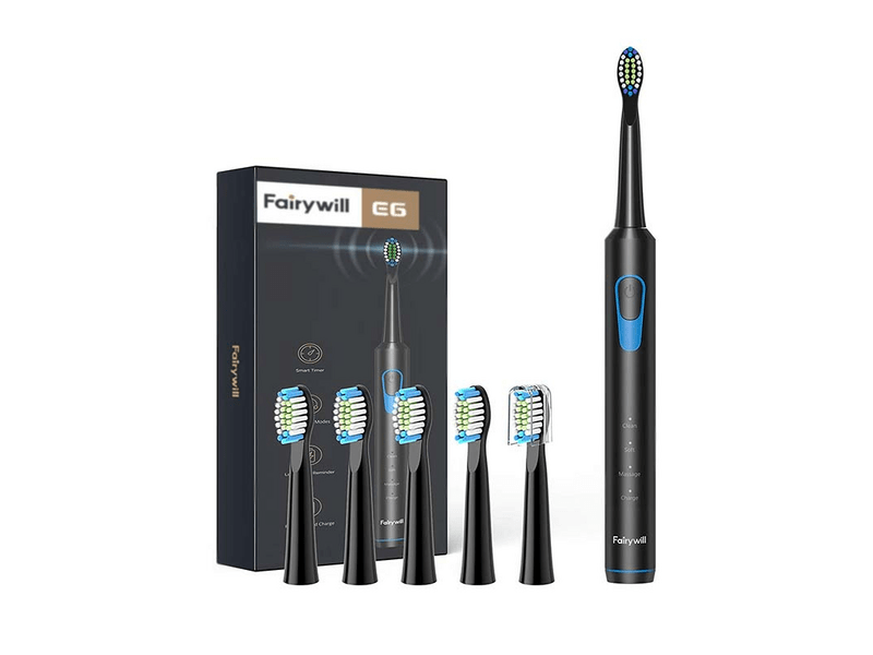 FairyWill FW-E6 Szónikus fogkefe készlet, Fekete