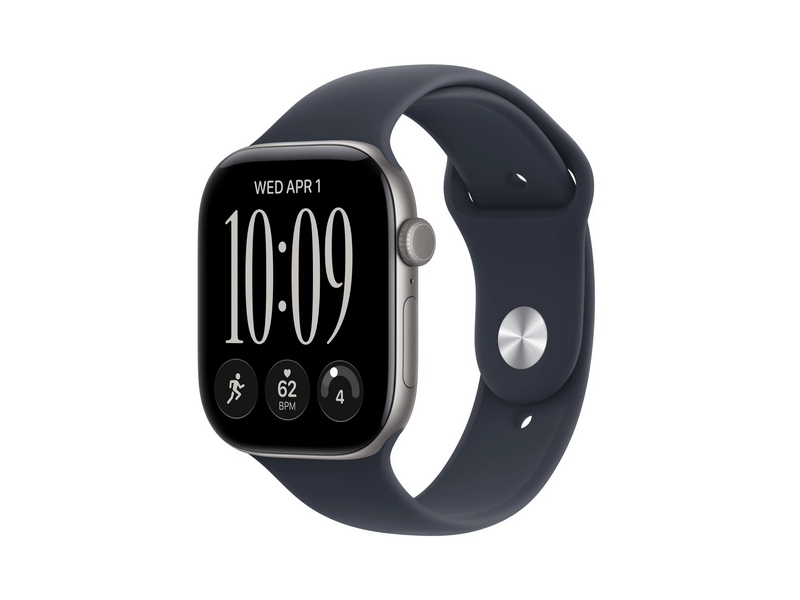 Apple Watch Series 12 GPS+Cellular, 46 mm asztroszürke alumíniumtok, tengerészkék sportszíj, M/L (MJG74MP/A)