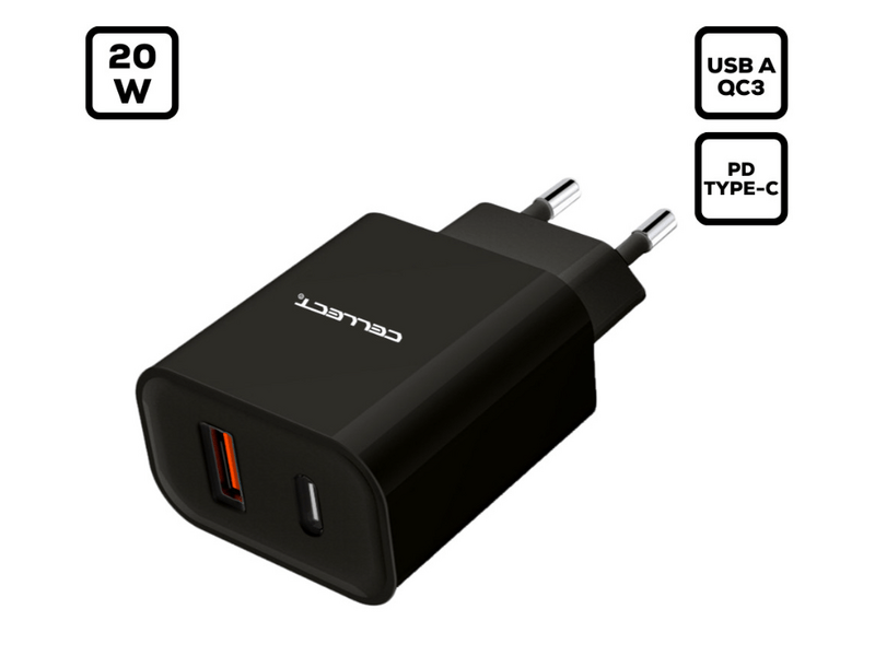 Cellect 20W Hálózati gyorstöltő adapter (MTCB-PD20W-BK)