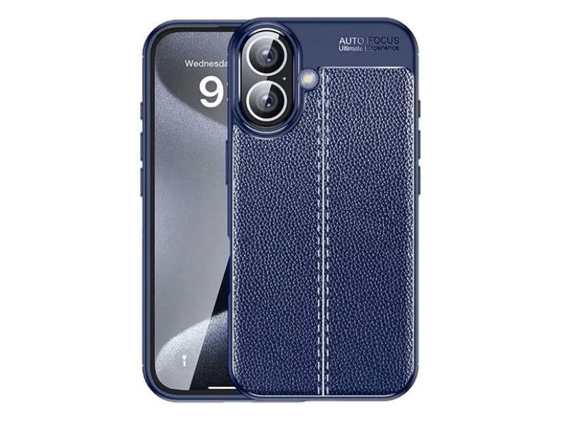 Gigapack iPhone 16 bőr hatású szilikon telefonvédő tok, kék (GP-160129)