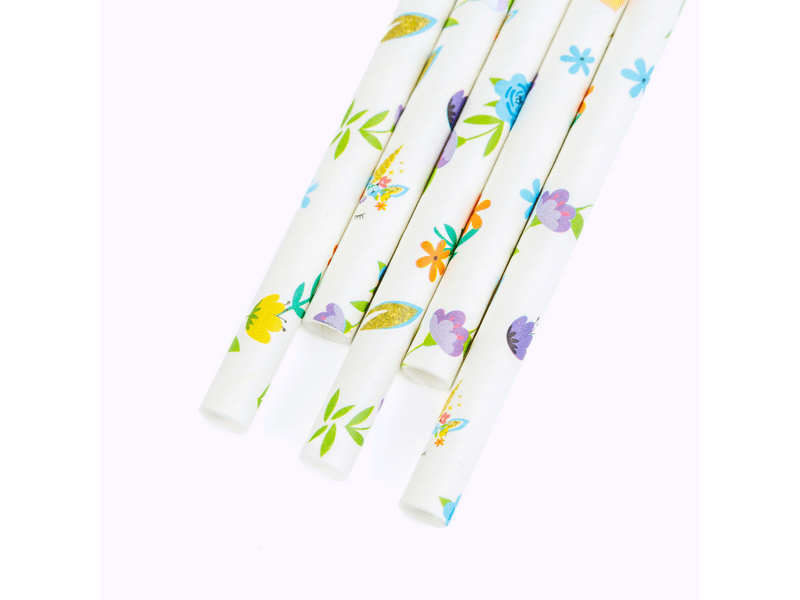 Family 57609 Papír szívószál, virág mintás,197 x 6 mm, 25 db