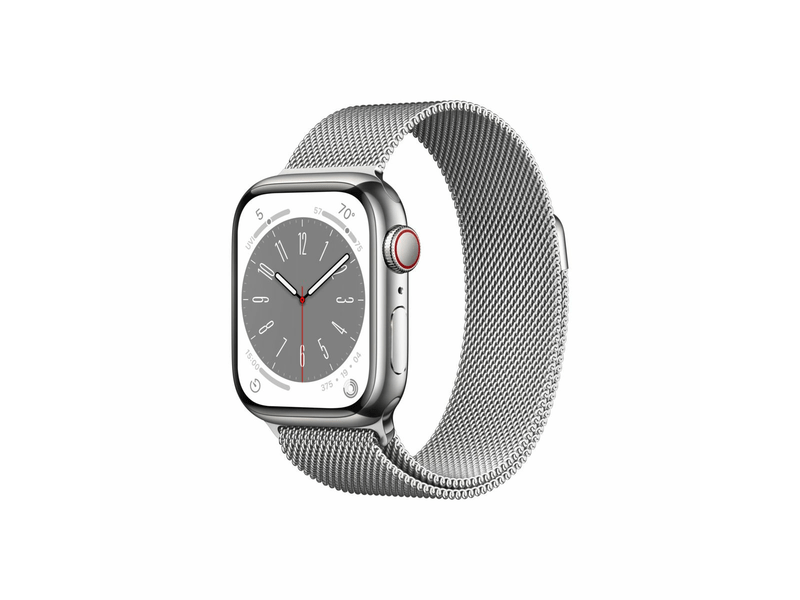 Apple Watch Series 8 Cellular 41mm ezüst roszdamentes tok , ezüst milánói pánt (MNJ83CM/A)