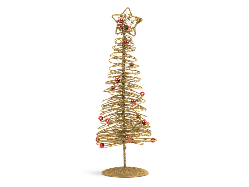Karácsonyi fém karácsonyfa 28 cm arany
