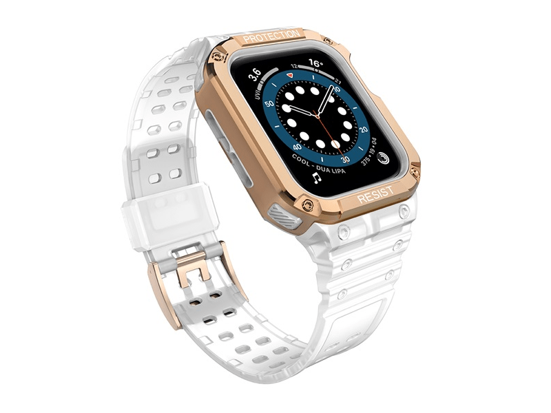 Gigapack Apple Watch Series pótszíj+szilikon keret, átlátszó/rozéarany (GP-141555)