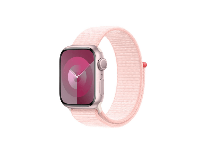Apple Watch Series 9 (2023) GPS – 41 mm-es rózsaszín alumíniumtok, világos rózsaszín sportpánt (MR953QH/A)