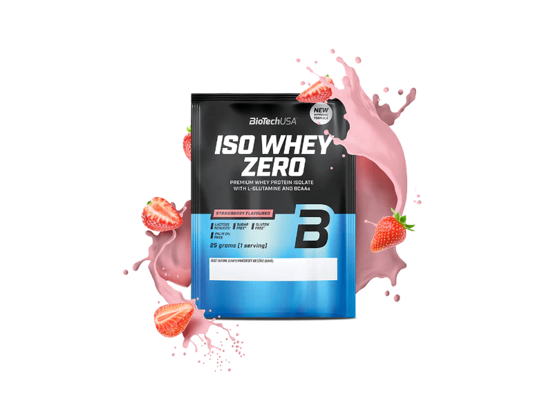BiotechUSA Iso Whey Zero Fehérje, 25 g, eper