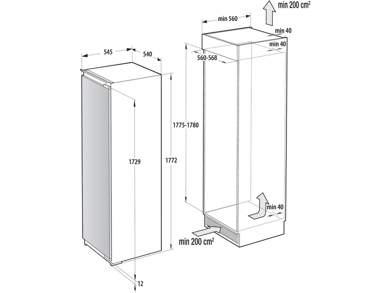 Gorenje RI517E62WF Beépíthető egyajtós hűtőszekrény
