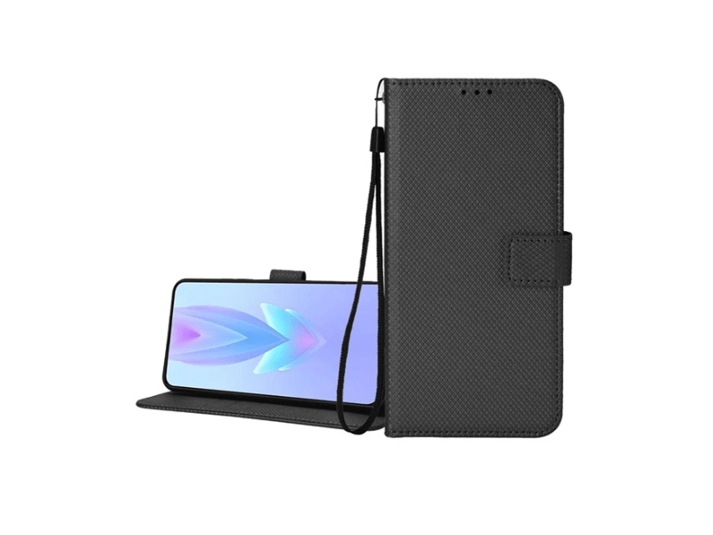 Gigapack Honor 200 Pro Bőr hatású flip tok, fekete (GP-158322)