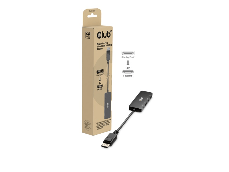 Club 3D Átalakító DisplayPort 2.1 to 3xHDMI (CSV-7330)