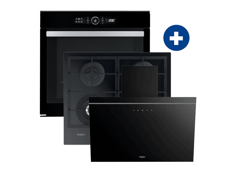 Whirlpool AKZM 8480 NB Beépíthető sütő + Whirlpool GOFL 629/NB1 Beépíthető gázfőzőlap + Whirlpool AKR 62F LT K Kürtős páraelszívó