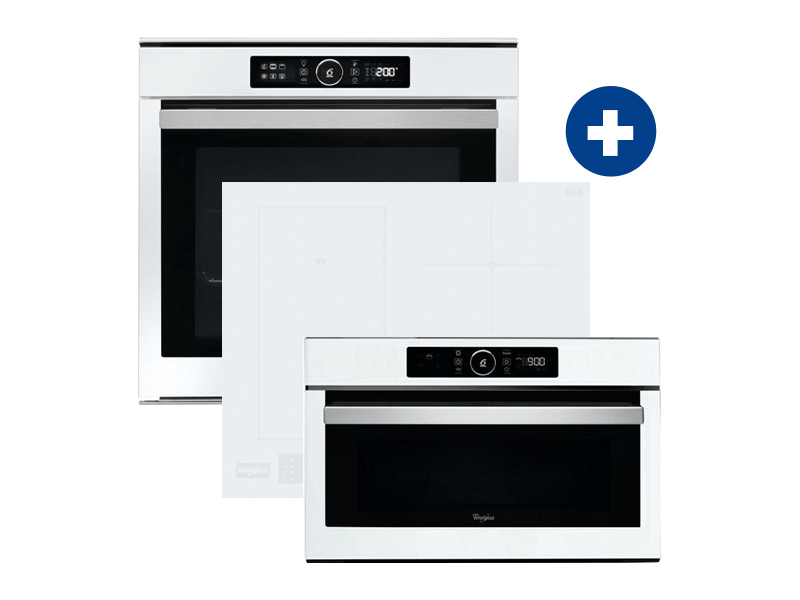 Whirlpool AKZM8480WH Beépíthető sütő + WHI WLS5360BF/W indukciós főzőlap + Whirlpool AMW730/WH mikrohullámú sütő