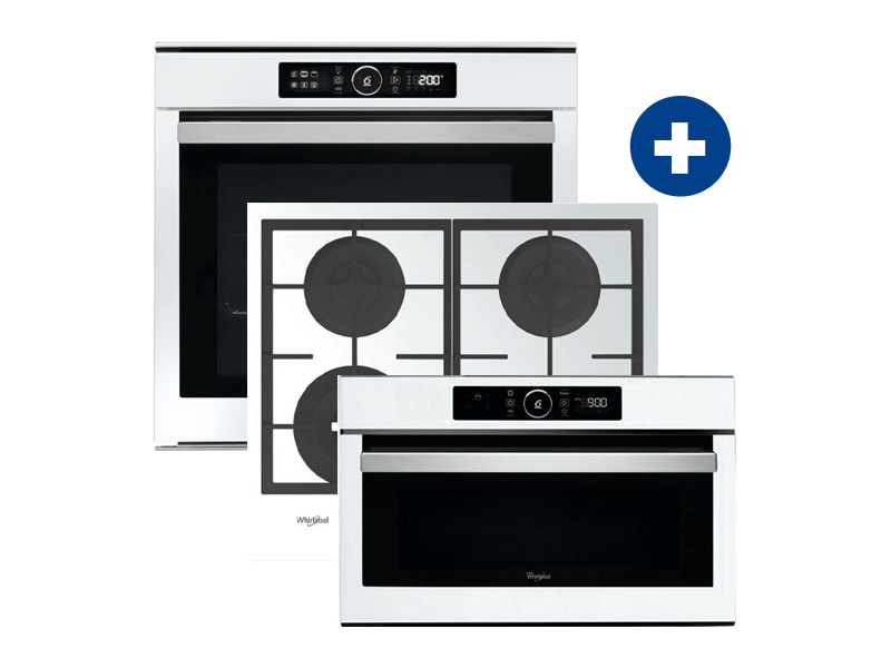Whirlpool AKZM 8480 WH Beépíthető sütő + Whirlpool GOFL 629/WH gáz főzőlap + Whirlpool AMW 730/WH mikrohullámú sütő