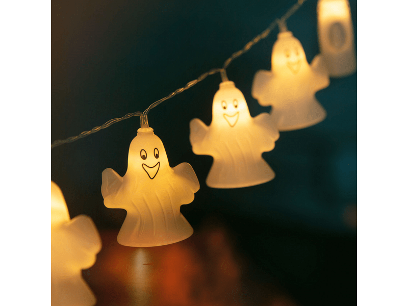 Family 58222B LED fényfüzér - szellem - 10 LED - 1,1 méter - melegfehér - 3xAA