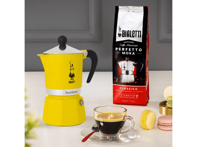 Bialetti 4982 Rainbow kotyogós kávéfőző, 3 adagos, sárga