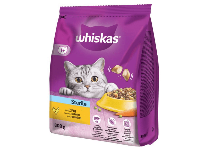 Whiskas Sterile száraz macskaeledel csirkével, 800g