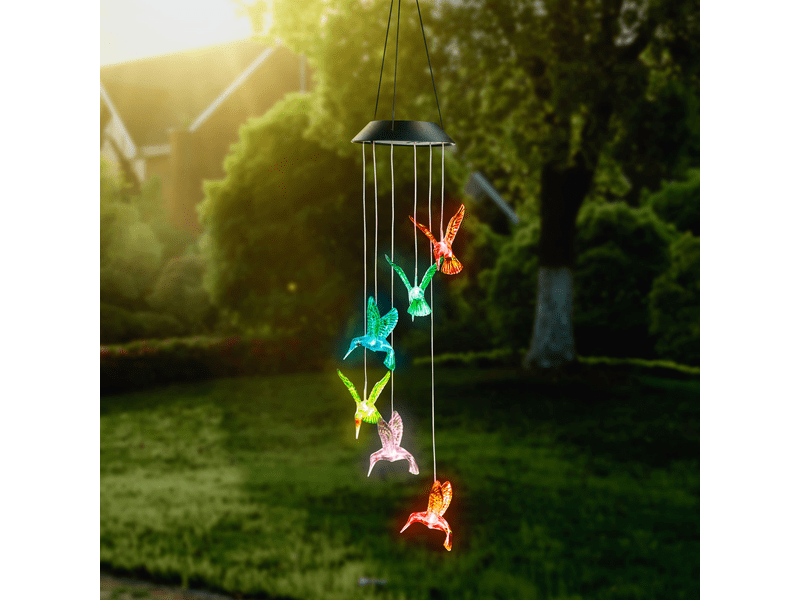 Felakasztható szolár lámpa - kolibri - RGB LED (GOE 11740B)