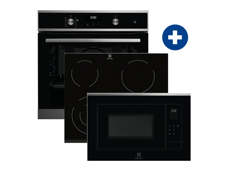 Electrolux EOD6P71X Beépíthető sütő + Electrolux EHF6241FOK kerámia főzőlap + Electrolux LMS4253TMX Beépíthető mikrohullámú sütő