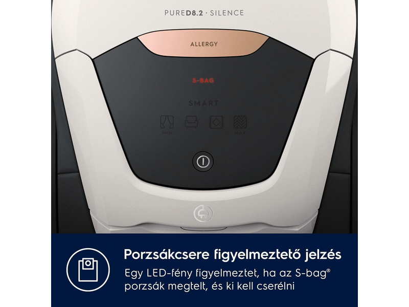 ELECTROLUX PD82-ALRG Pure D8.2 szuper csendes porzsákos porszívó, allergiában szenvedőknek