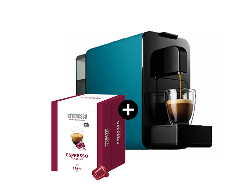 Cremesso Viva B6 Strong Petrol kapszulás kávéfőző, 19bar, kék+CREMESSO Espresso XXL Kávékapszula 48 db
