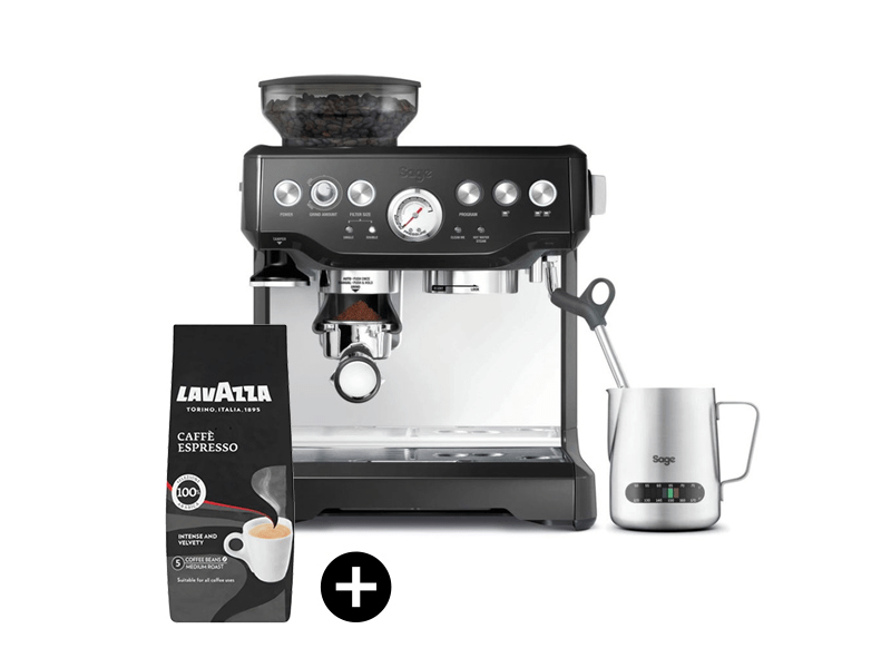 Sage BES875BKS Eszpresszó kávéfőző + Lavazza Espresso Szemes kávé, 250 g