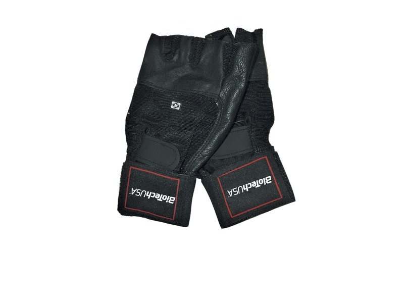 BiotechUSA Houston Csuklószorítós fekete bőrkesztyű,