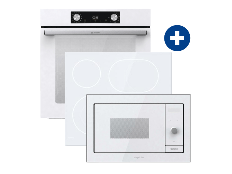 Gorenje BOS6737E06WG Beépíthető sütő + Gorenje ECT643SYW Beépíthető kerámia főzőlap + Gorenje BM235G1SYW Beépíthető mikrohullámú sütő