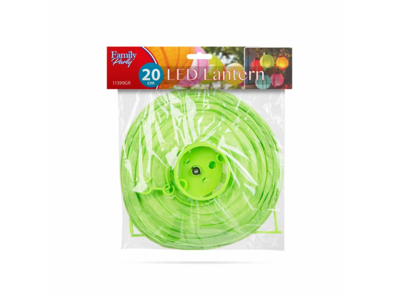 Lampion -LED-es - 20 cm - zöld