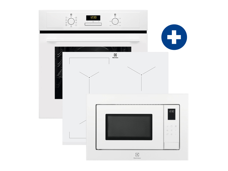 Electrolux EOF3H40BW Beépíthető sütő + Electrolux EIV63440BW Beépíthető indukciós főzőlap + Electrolux LMS4253TMW Beépíthető mikrohullámú sütő
