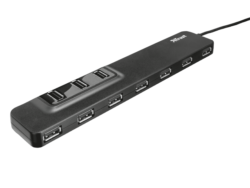 TRUST Oila 10 portos USB 2.0 hub fekete
