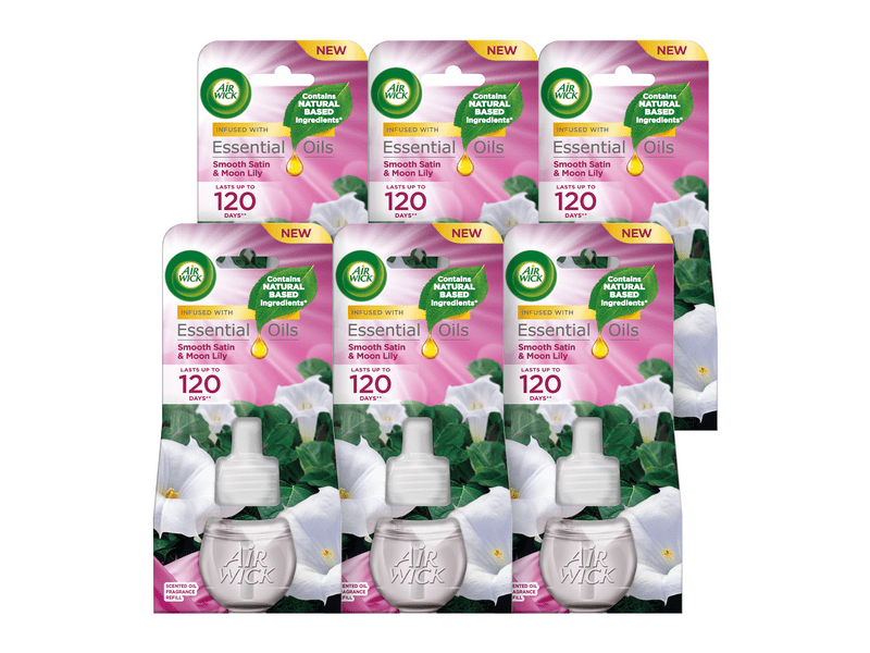 Air Wick utántöltő elektromos légfrissítőhöz - Bársonyos Szatén és Éji Liliom, 6x19 ml