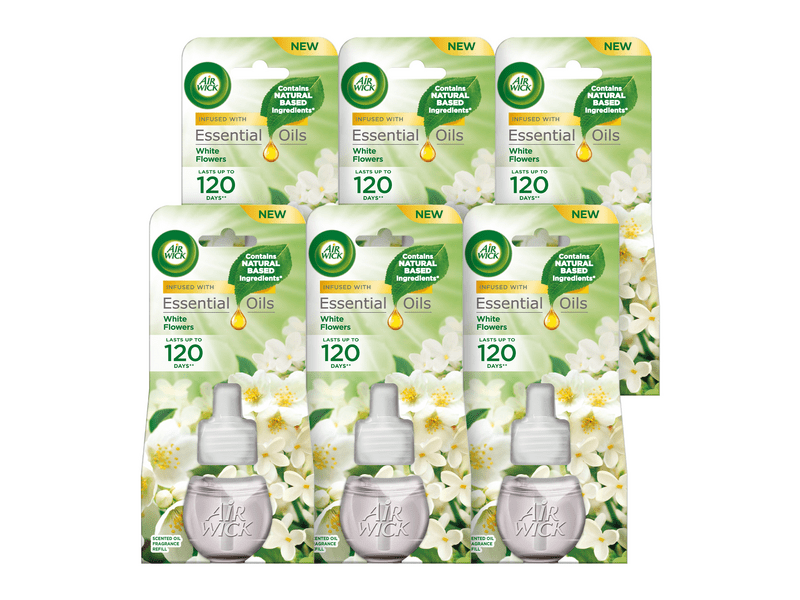 Air Wick utántöltő elektromos légfrissítőhöz - Fehér frézia virág, 6x19 ml