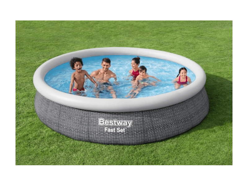 Bestway 57445 Rattan hatású felfújható karimájú medence szett, 366x76 cm