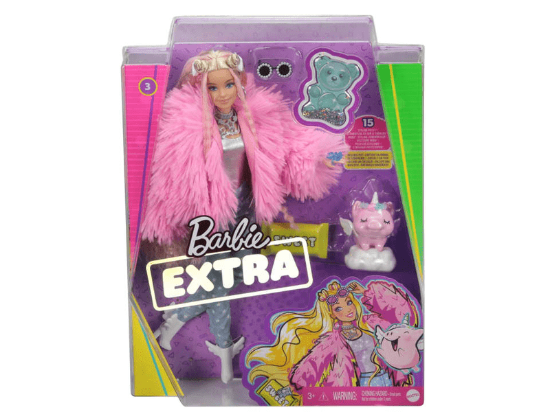Barbie Extrav szőke baba rószín kabátban