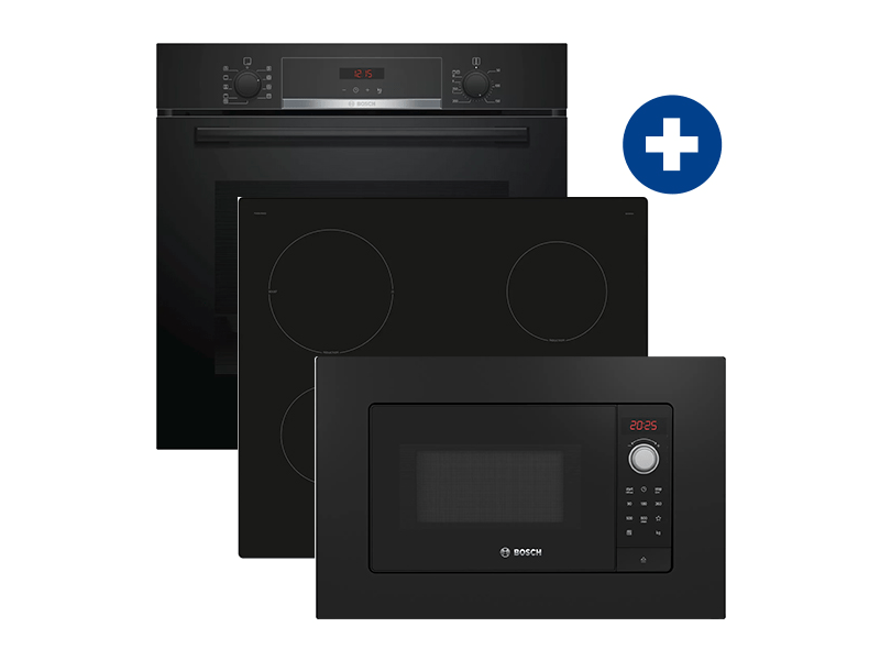 Bosch HBA573BA0 Beépíthető sütő + Bosch PUG61RAA5E Indukciós főzőlap + Bosch BFL623MB3 Beépíthető mikrohullámú sütő