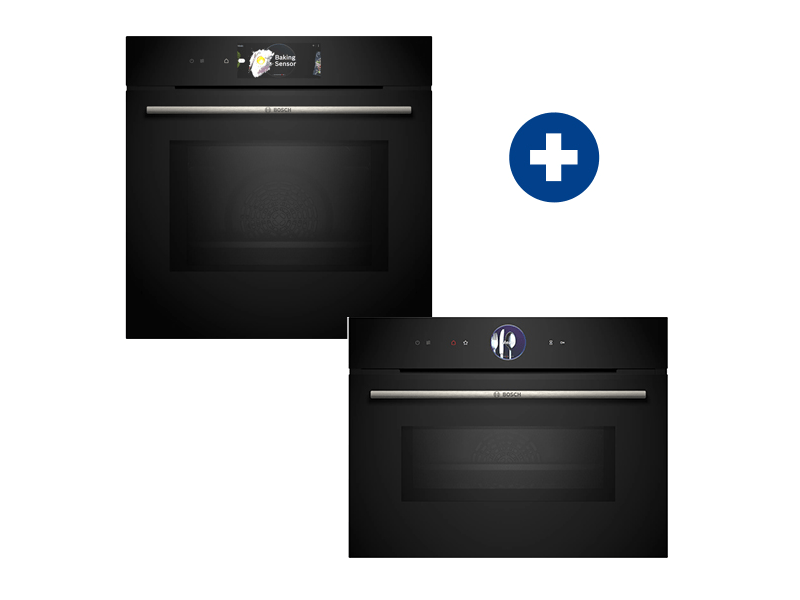 Bosch HMG778NB1 Beépíthető sütő mikrohullám funkcióval + Bosch CMG7761B1 Beépíthető kompakt sütő mikrohullám funkcióval