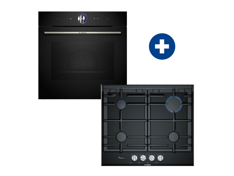 Bosch HSG7364B1 Beépíthető gőzsütő + Bosch PRP6A6B70D Beépíthető gáz főzőlap
