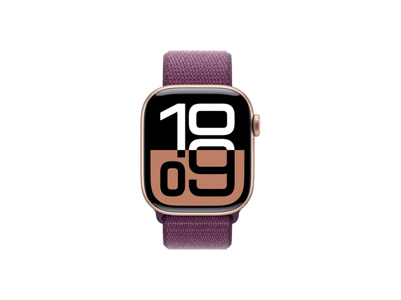 Apple Watch Series 10 GPS + Cellular – 42 mm-es rozéarany alumíniumtok, szilva sportpánt (MWXC3QH/A)