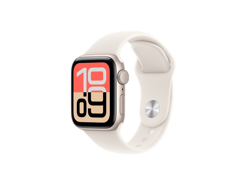Apple Watch SE 3 GPS, 44 mm-es csillagfény alumíniumtok, csillagfény sportszíj, S/M (MEHG4MP/A)