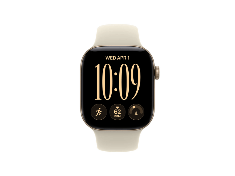 Apple Watch Series 12 GPS+Cellular, 42 mm világos arany alumíniumtok, homok színű sportszíj, S/M (MJG24MP/A)