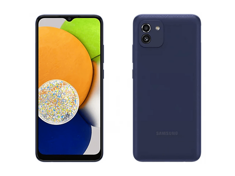 Samsung Galaxy A03 4/64 GB Kártyafüggetlen Okostelefon, Kék + Telekom SIM
