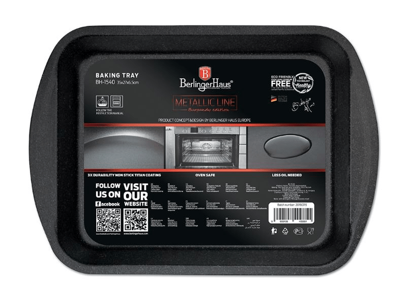 Berlinger Haus BH1541A Metallic Line Burgundy Edition Tepsi, 40 x 28,5 cm