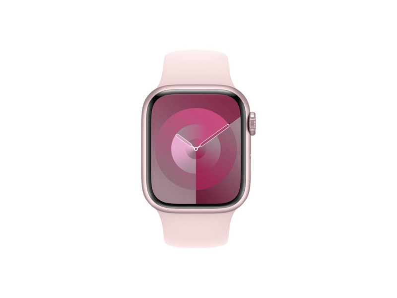 Apple Watch Series 9 (2023) GPS – 41 mm-es rózsaszín alumíniumtok, világos rózsaszín sportszíj - M/L (MR943QH/A)