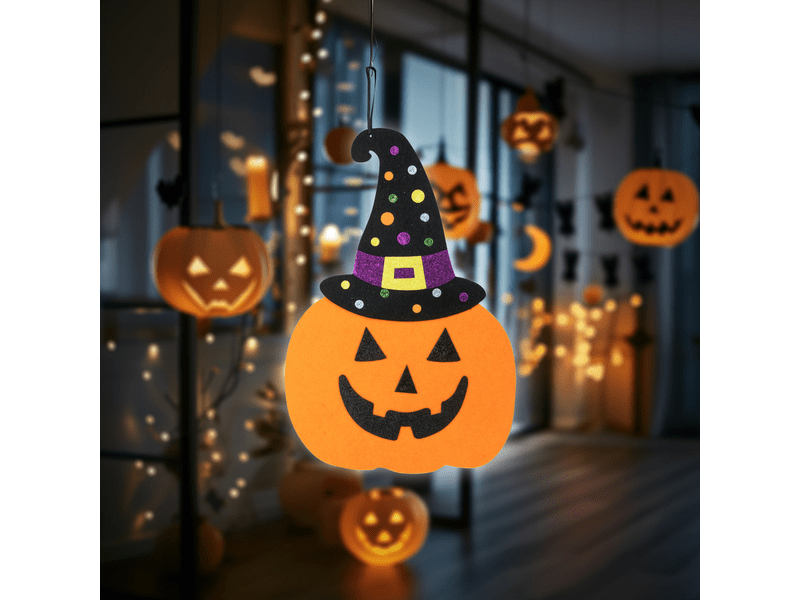 Halloween dekoráció tök akasztható filc