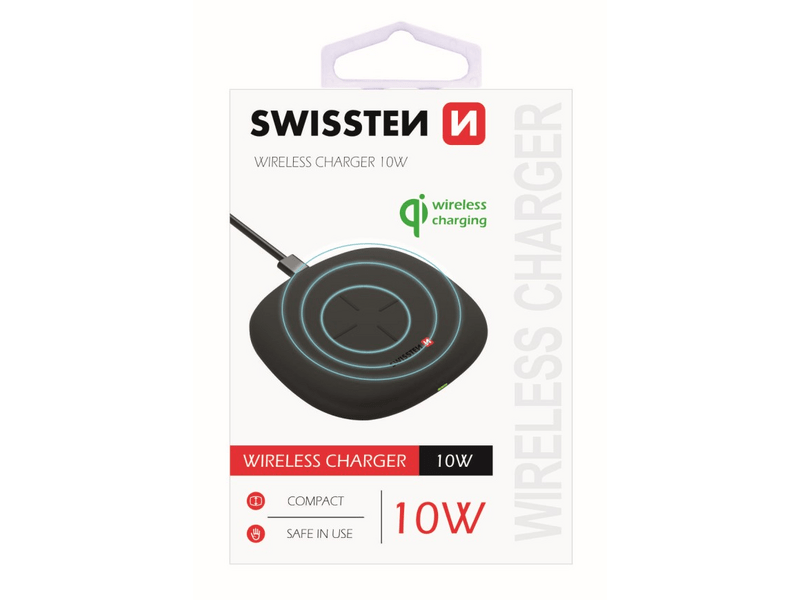 Swissten vezeték nélküli töltő, 10W, fekete (22055500)