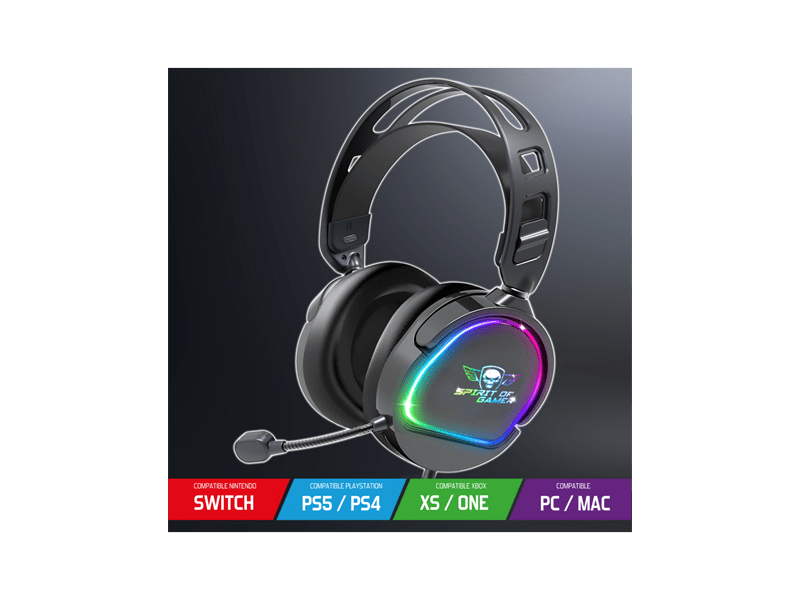 Spirit of Gamer PRO-H6 RGB Gamer slušalice, crne