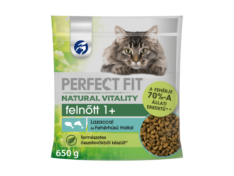 Perfect Fit Natural Vitality felnőtt macskák számára lazacal és fehér húsú hallal, 650 g (420789)