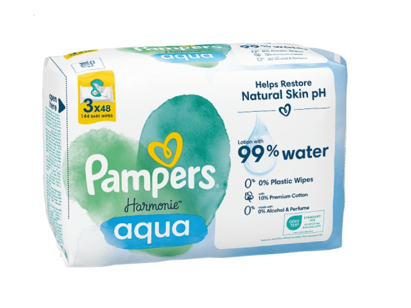 Pampers Harmonie Aqua Nedves Törlőkendő, 144 db
