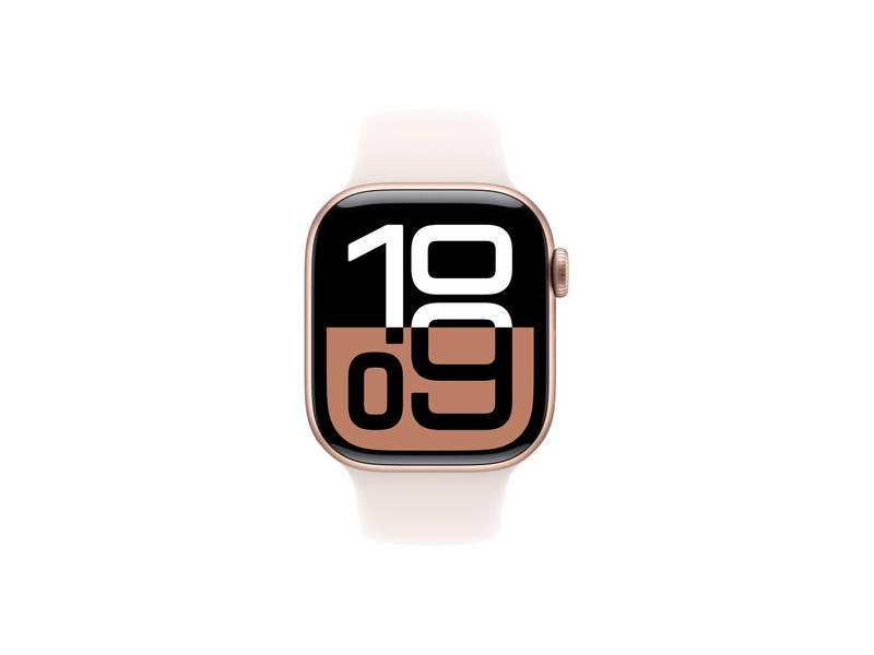 Apple Watch Series 10 GPS + Cellular – 42 mm-es rozéarany alumíniumtok, lágy rózsaszín sportszíj - M/L (MWXA3QH/A)