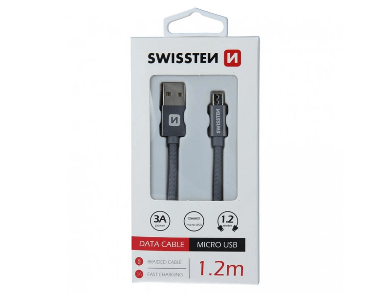 Swissten USB-A/micro USB Kábel 1,2m, szürke (71522202)